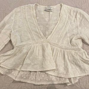 URBAN OUTFITTERS LONG SLEEVE WHITE FLOWY TOP